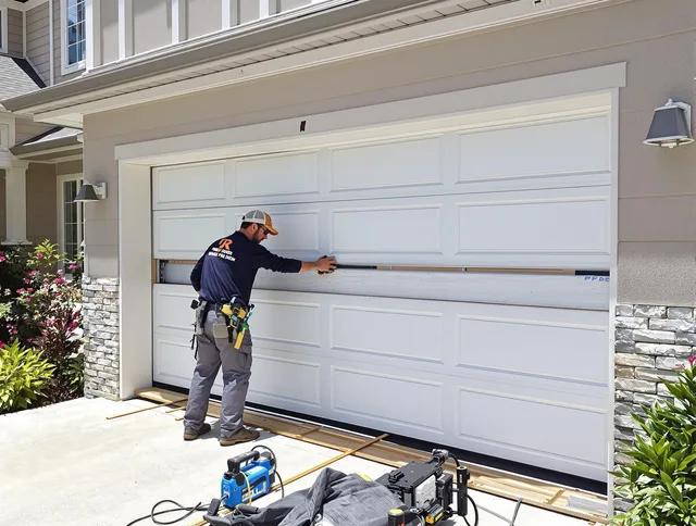 North Castle Garage Door Repair team performing complete garage door replacement at North Castle residence