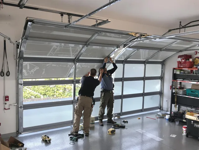 North Castle Garage Door Repair expert performing precise panel replacement on North Castle garage door